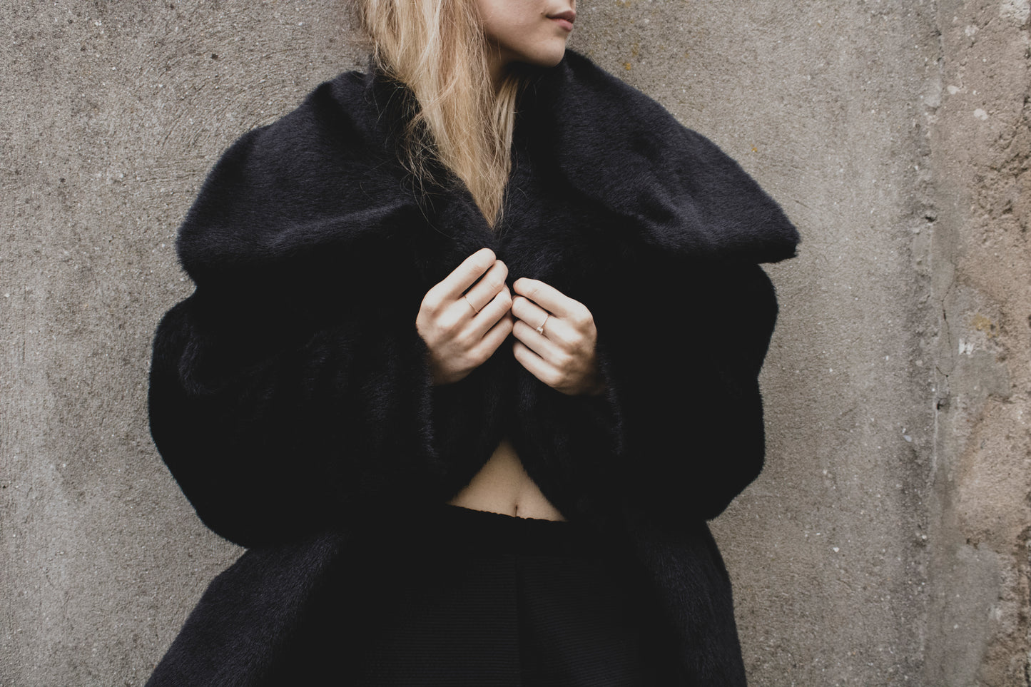 Black Faux Fur Coat