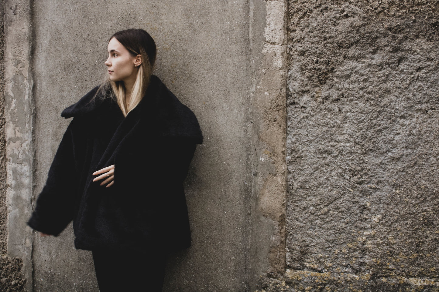 Black Faux Fur Coat