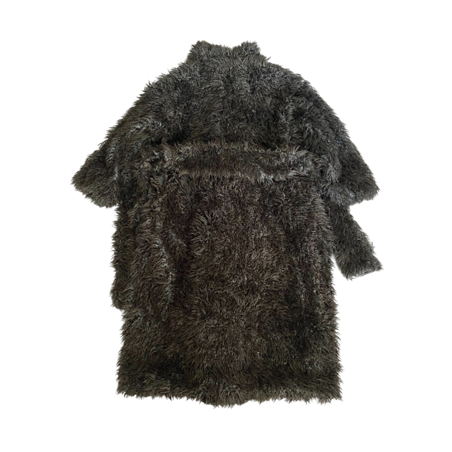 Extra Long Gray Faux Fur Coat